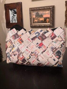 Handwoven  Magazine-Alcohol Print Clutch Bag in Multicolor